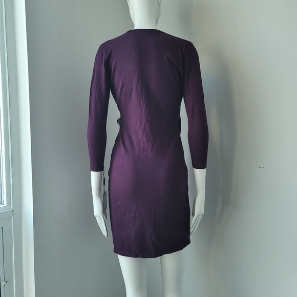 NWT Calvin Klein Buckled Faux Wrap Sweater Dress - Picture 5 of 7